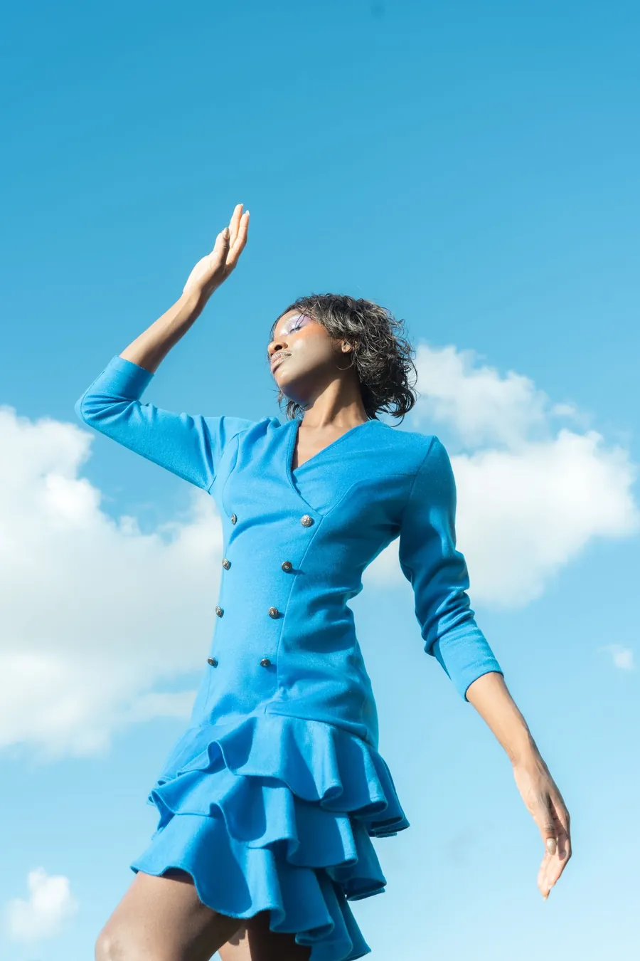 Vestido Volantes Azul