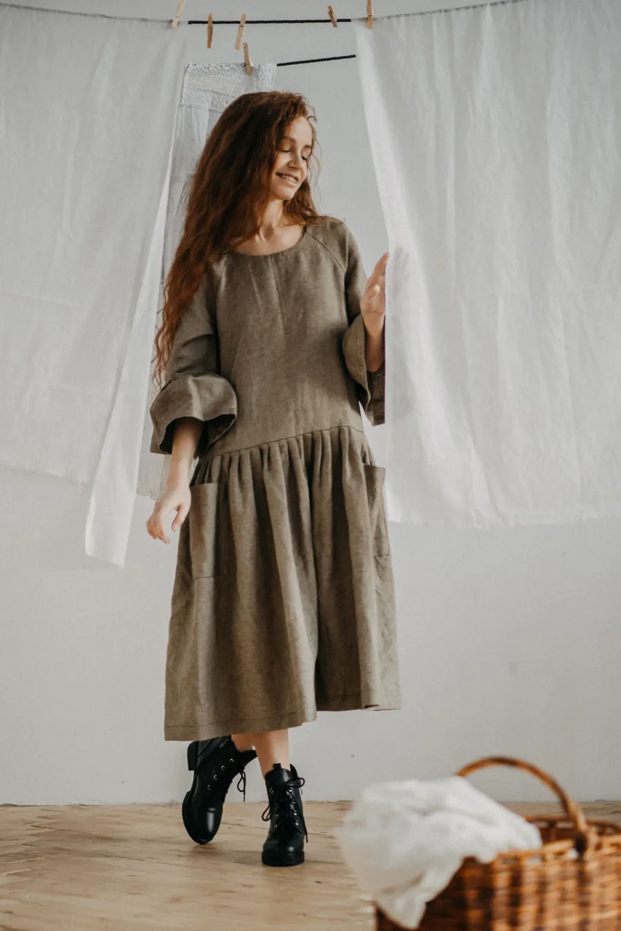 Vestido Lino Oliva
